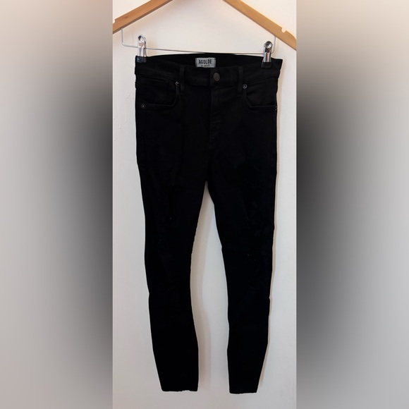 AGOLDE Sophie High Rise Distressed Skinny Jean Black Stretch SZ 27 - Picture 1 of 7